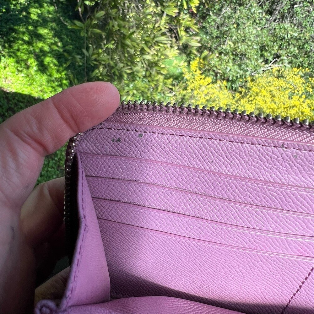 COACH Long Zip-Around Wallet Pink Pebble Leather with Silver Hardware AUTHENTIC - Picture 8 of 8